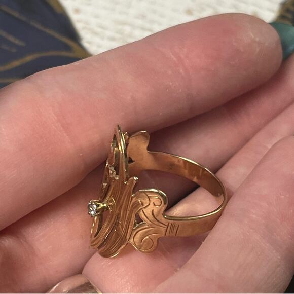 Estate 10k Gold and Diamond Large Personalized MICHELLE Name Ring D2 - Picture 5 of 9